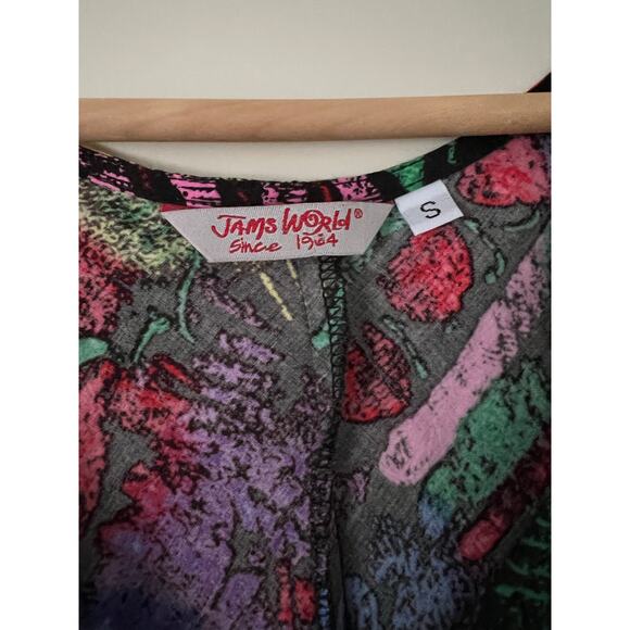 Jams World Women’s Sun Dress Small Hawaiian Funky Boho Rayon Cap Sleeve Floral - Picture 3 of 6